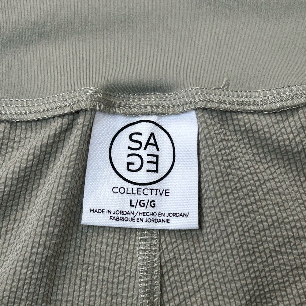 Sage Collective Olive Green Cargo Crop Pants Large Pull On Stretch Travel - Picture 5 of 9